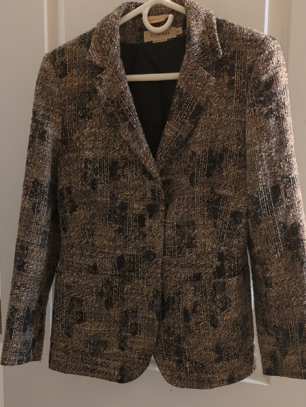 Women’s Textured Tweed Blazer Jacket - Black & Brown